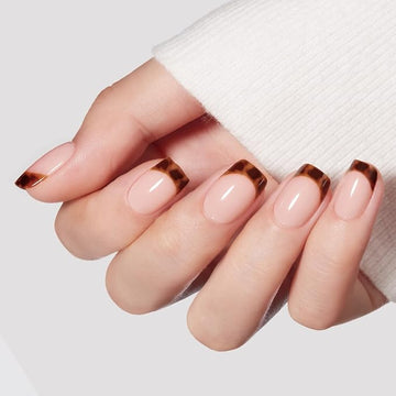 Fall Leopard French Tip Press-On Nails | Short Square