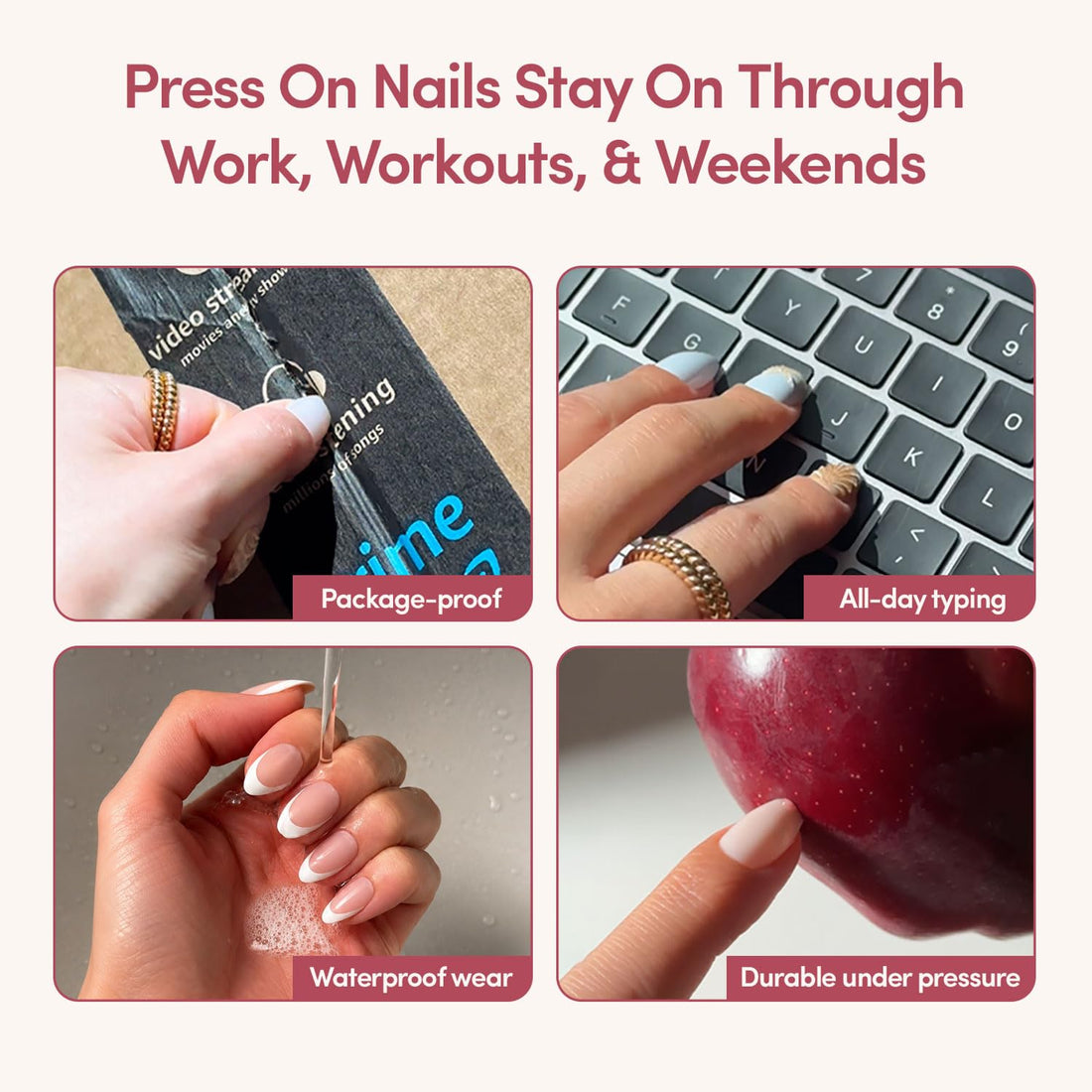 Short Almond Glossy Press-On Nails 24pc Kit